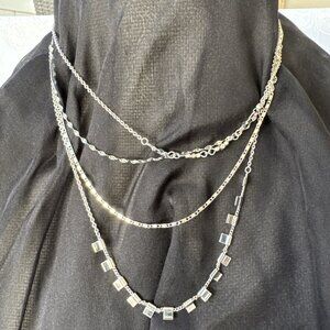 Women's Dainty Layered 4 Chain Statement Necklace 18 " NEW